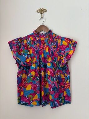 Sohana Vibrant Flutter Pintuck Top XS Bohemian Resortwear